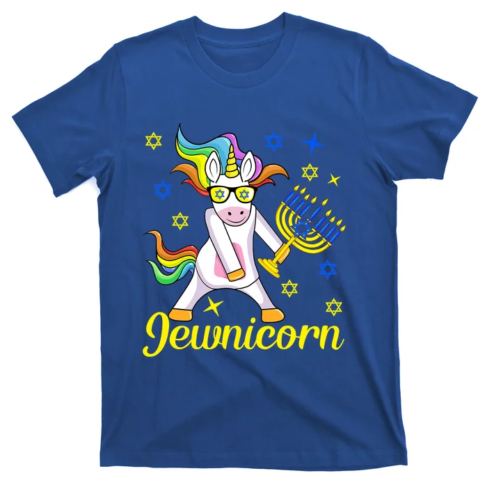 Hanukkah Menorah Dabbing Unicorn Funny Chanukah Jewish Gift T-Shirt