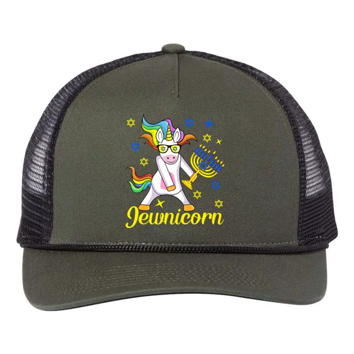 Hanukkah Menorah Dabbing Unicorn Funny Chanukah Jewish Gift Retro Rope Trucker Hat Cap