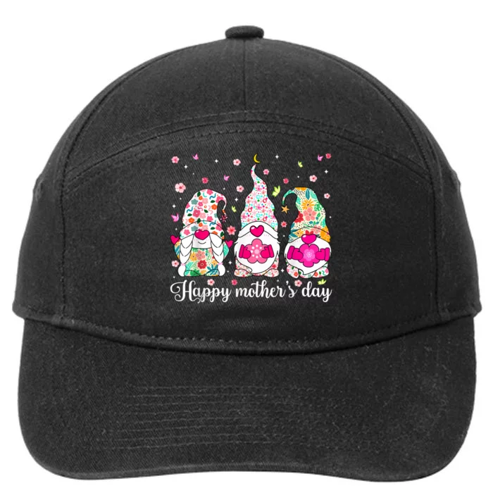 Happy Mother's Day Cute Gnome Flower Mom Daughter 7-Panel Snapback Hat