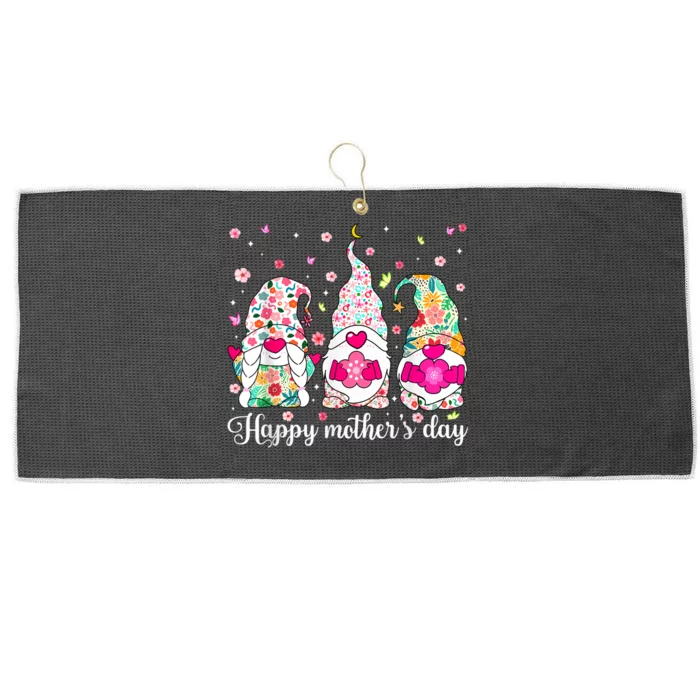 Happy Mother's Day Cute Gnome Flower Mom Daughter Large Microfiber Waffle Golf Towel