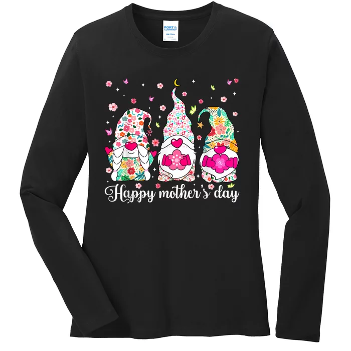 Happy Mother's Day Cute Gnome Flower Mom Daughter Ladies Long Sleeve Shirt