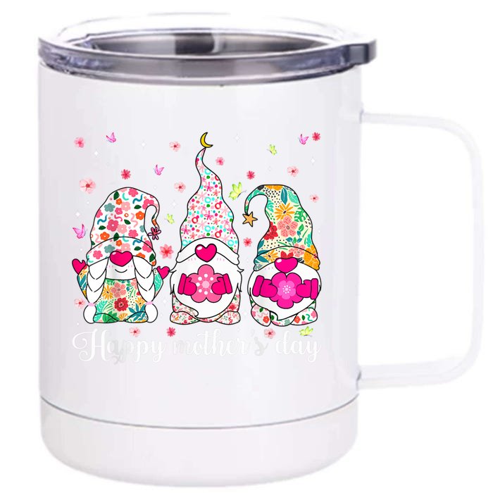 Happy Mother's Day Cute Gnome Flower Mom Daughter Front & Back 12oz Stainless Steel Tumbler Cup