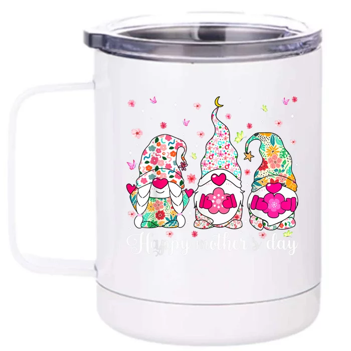 Happy Mother's Day Cute Gnome Flower Mom Daughter Front & Back 12oz Stainless Steel Tumbler Cup