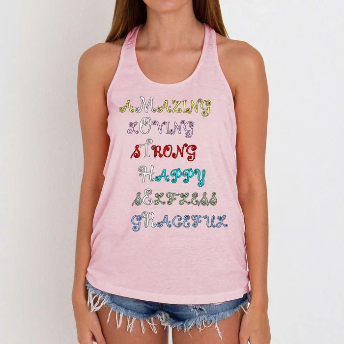 Happy Mother's Day Thank You Mom Quotes Gift Women's Knotted Racerback Tank