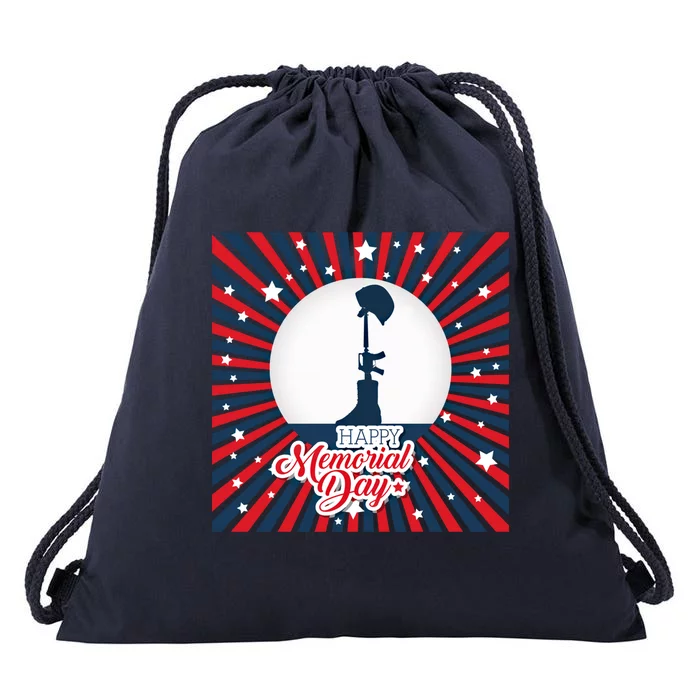 Happy Memorial Day Usa Patriotic Flag Funny Gift Drawstring Bag