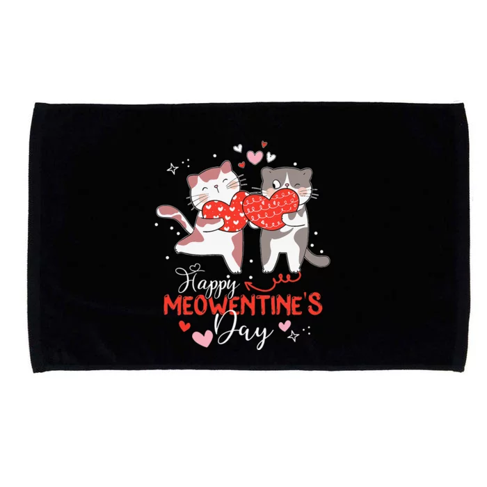 Happy Meowentines Day Cute Cat Lover Valentines Day Gifts Microfiber Hand Towel