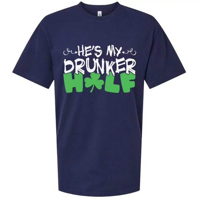 Hes My Drunker Funny Shamrock Sueded Cloud Jersey T-Shirt