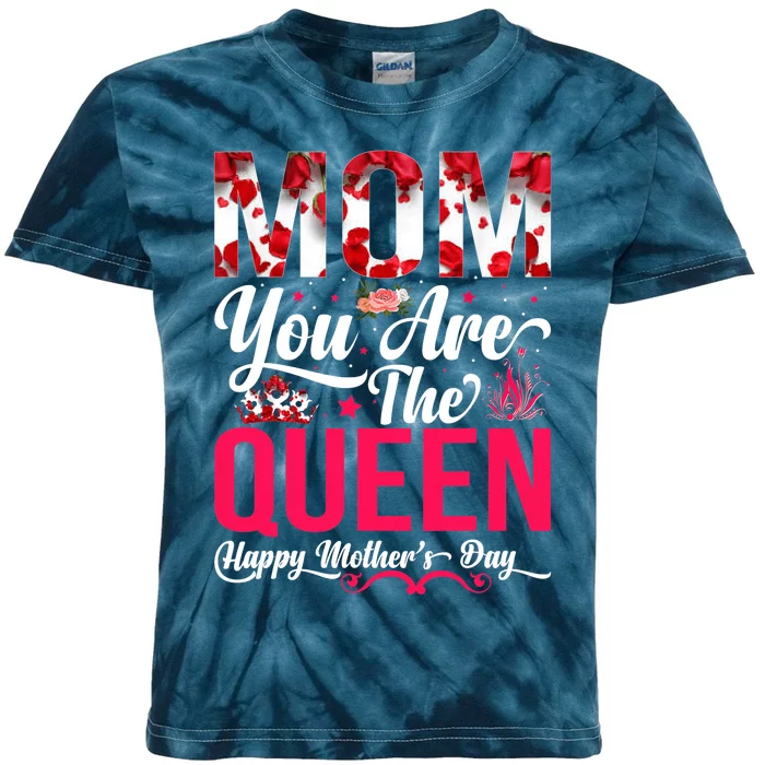 Happy Mother's Day Mom You Are The Queen Floral Graphic Kids Tie-Dye T-Shirt