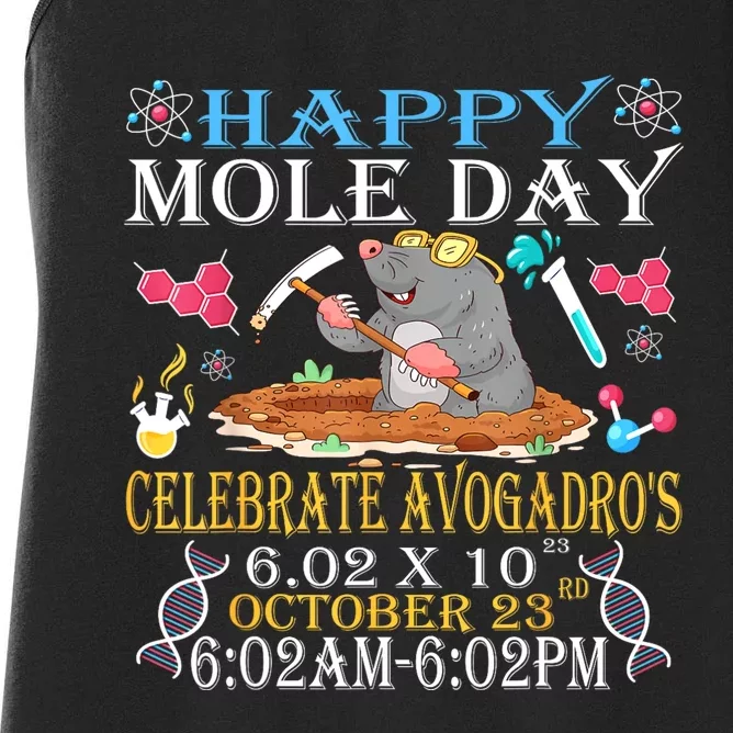 Happy Mole Day Celebrate AvogadroS Mole 6.02 X 10 October Women's Racerback Tank