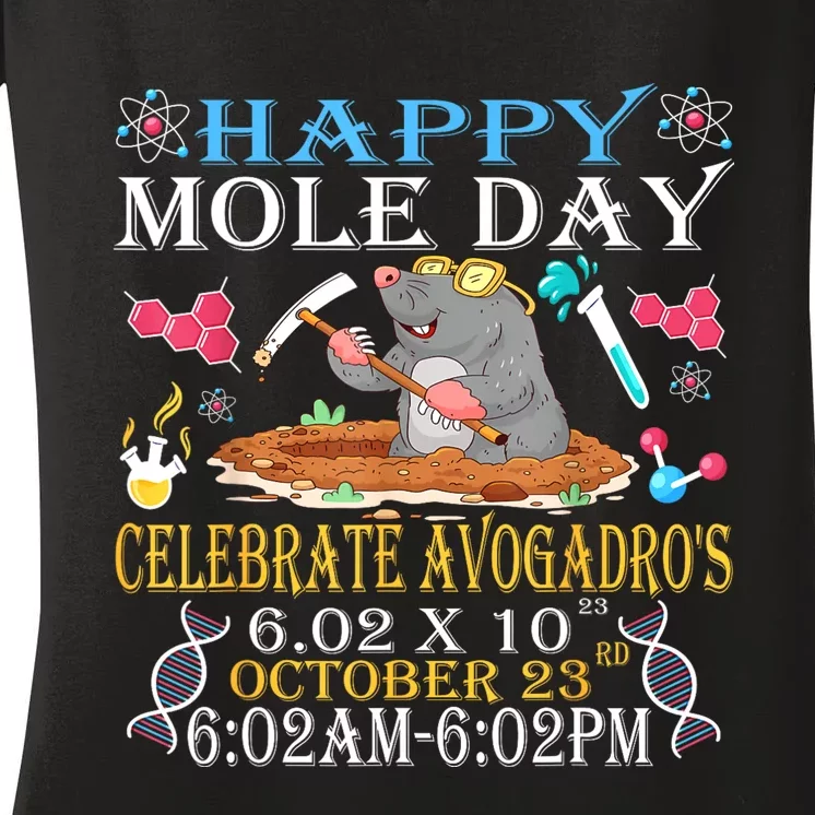 Happy Mole Day Celebrate AvogadroS Mole 6.02 X 10 October Women's V-Neck T-Shirt