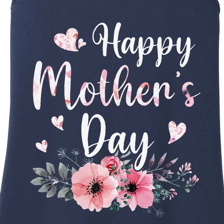 Happy MotherS Day With Floral Mom Mommy Grandma Women Ladies Essential Tank