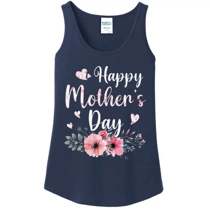 Happy MotherS Day With Floral Mom Mommy Grandma Women Ladies Essential Tank