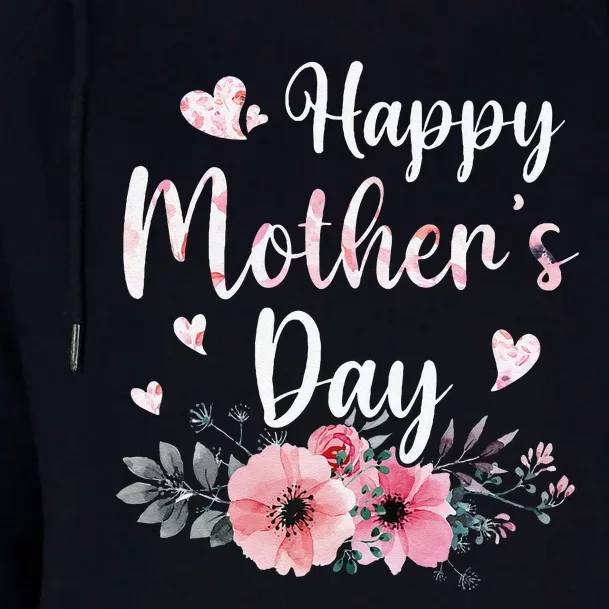 Happy MotherS Day With Floral Mom Mommy Grandma Women Womens Funnel Neck Pullover Hood