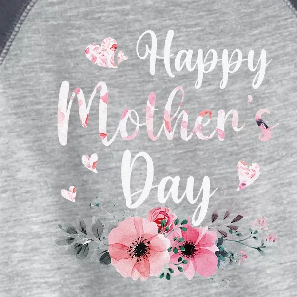 Happy MotherS Day With Floral Mom Mommy Grandma Women Toddler Fine Jersey T-Shirt