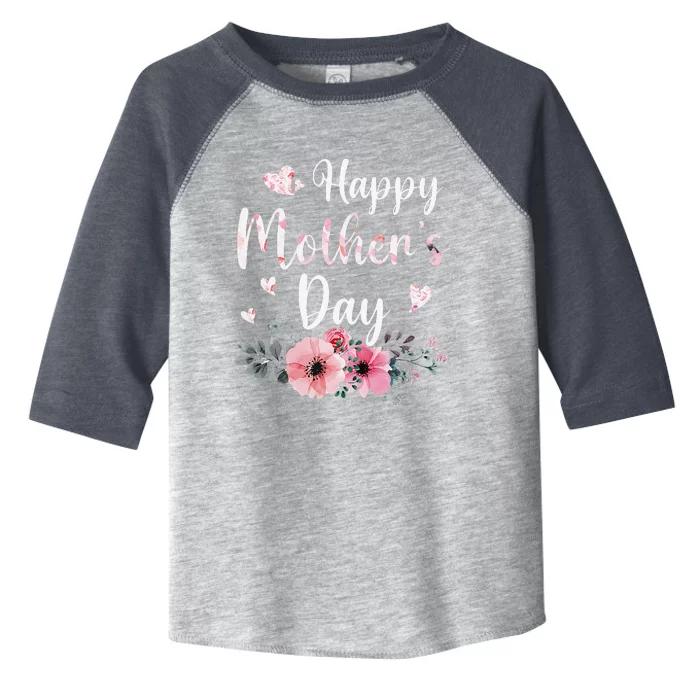 Happy MotherS Day With Floral Mom Mommy Grandma Women Toddler Fine Jersey T-Shirt