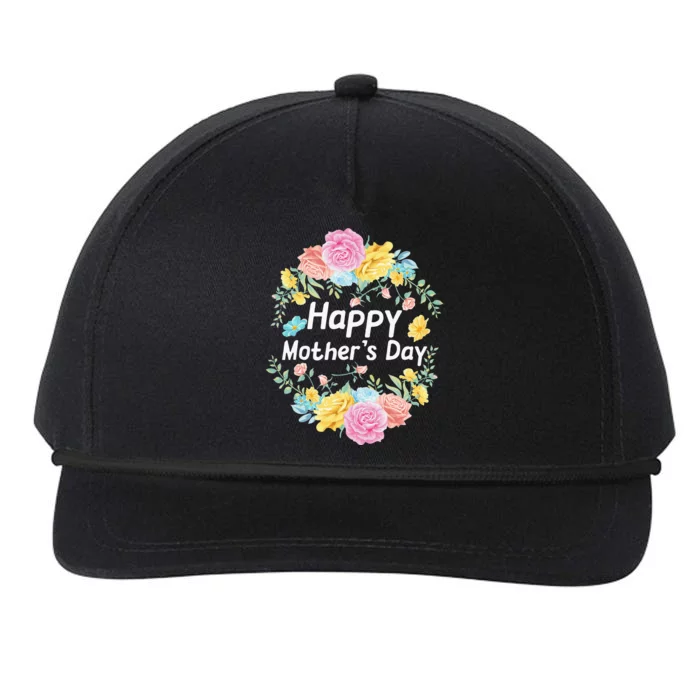 Happy MotherS Day Mom Grandma Love Floral Snapback Five-Panel Rope Hat