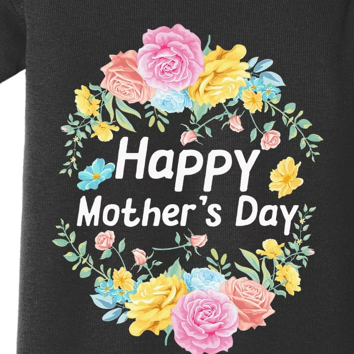 Happy MotherS Day Mom Grandma Love Floral Baby Bodysuit