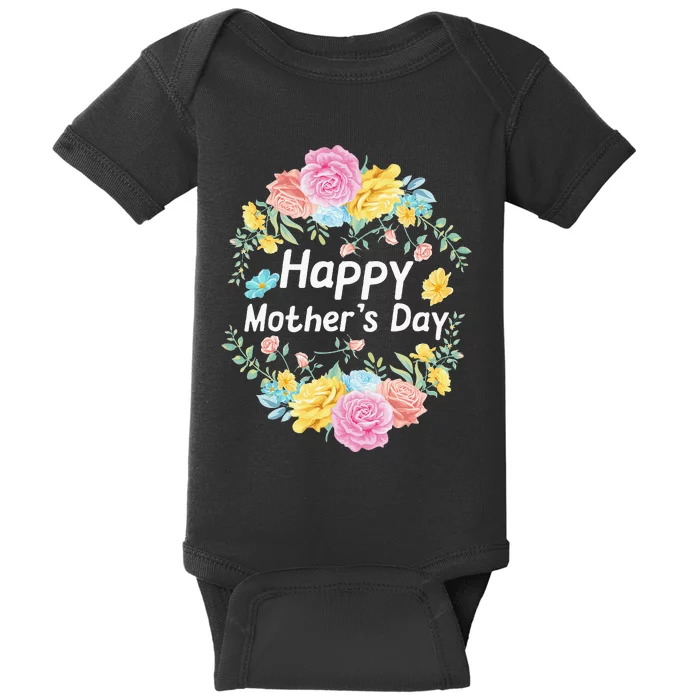 Happy MotherS Day Mom Grandma Love Floral Baby Bodysuit