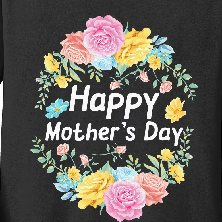 Happy MotherS Day Mom Grandma Love Floral Kids Long Sleeve Shirt