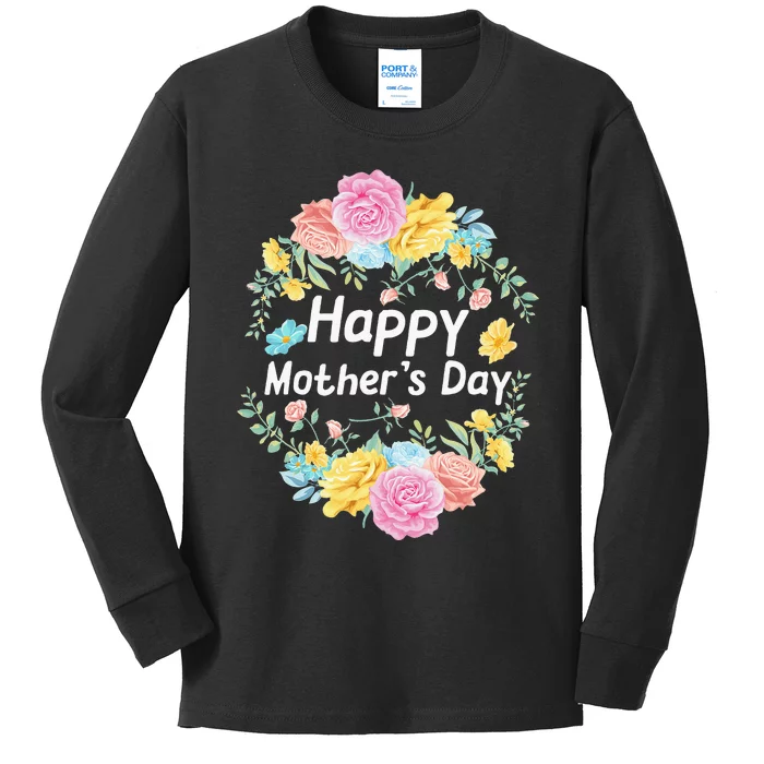 Happy MotherS Day Mom Grandma Love Floral Kids Long Sleeve Shirt