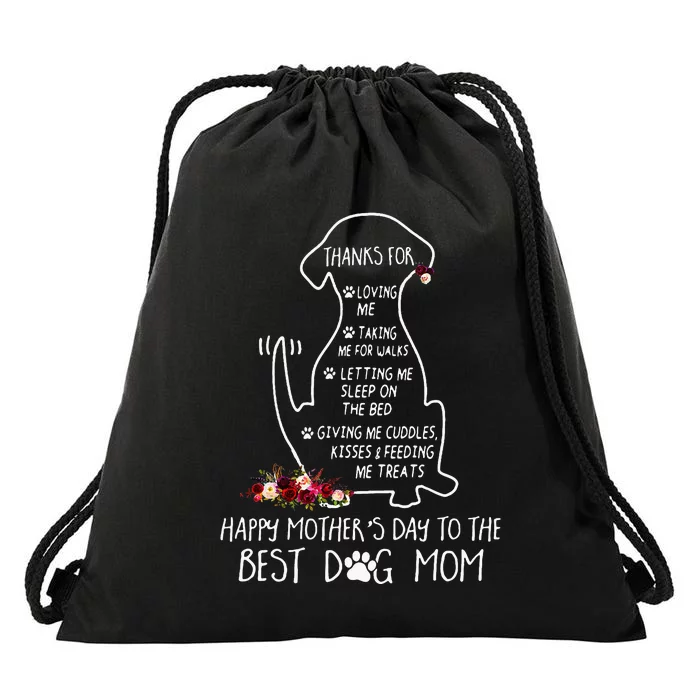 Happy MotherS Day Dog Mom Drawstring Bag