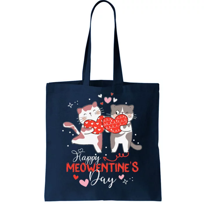 Happy Meowentine's Day Funny Cute Design Cat Valentine Gifts Tote Bag