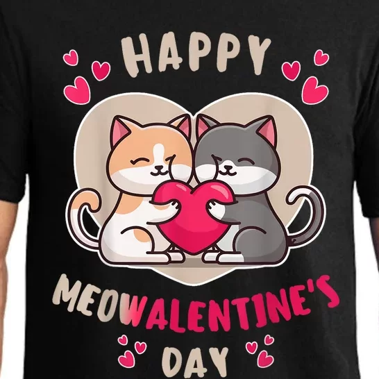 Happy Meowalentines Day Single Love Cat Holding Heart Pajama Set