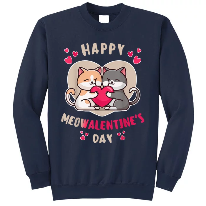 Happy Meowalentines Day Single Love Cat Holding Heart Sweatshirt