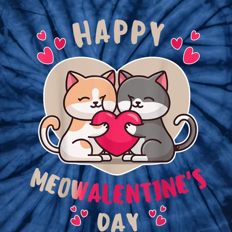 Happy Meowalentines Day Single Love Cat Holding Heart Tie-Dye T-Shirt