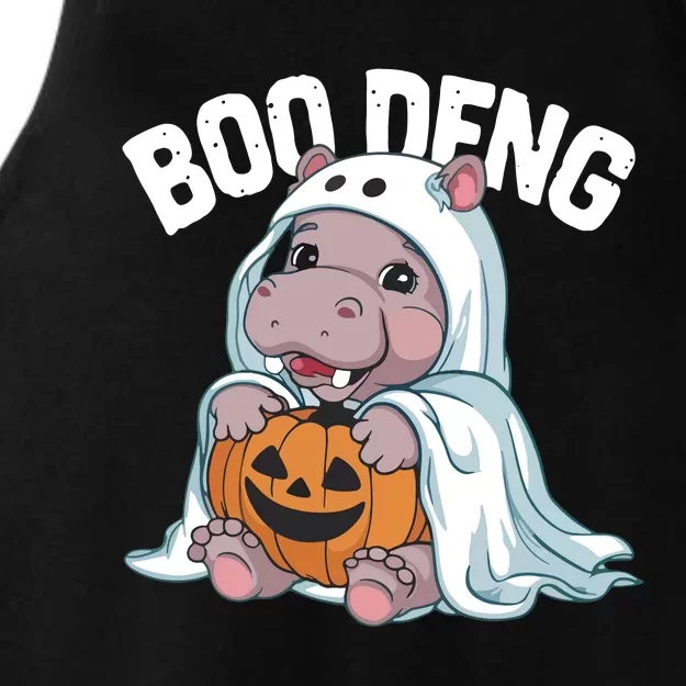 Halloween Moo Deng Baby Hippo Boo Deng Ladies Tri-Blend Wicking Tank