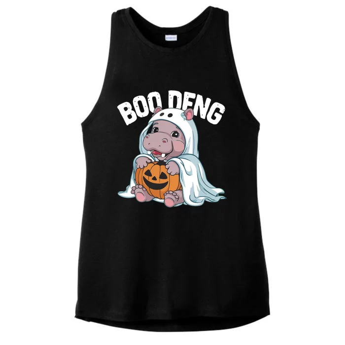 Halloween Moo Deng Baby Hippo Boo Deng Ladies Tri-Blend Wicking Tank