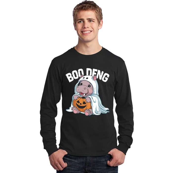 Halloween Moo Deng Baby Hippo Boo Deng Long Sleeve Shirt