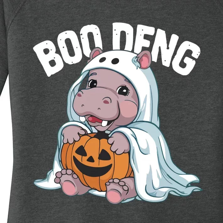 Halloween Moo Deng Baby Hippo Boo Deng Women's Perfect Tri Tunic Long Sleeve Shirt