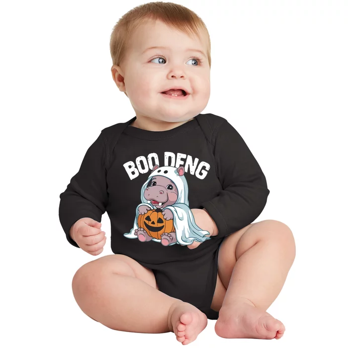 Halloween Moo Deng Baby Hippo Boo Deng Baby Long Sleeve Bodysuit