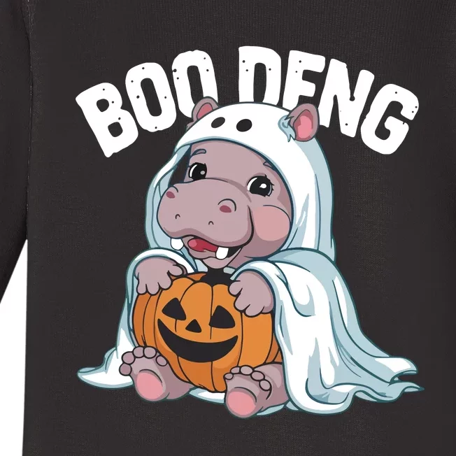 Halloween Moo Deng Baby Hippo Boo Deng Baby Long Sleeve Bodysuit