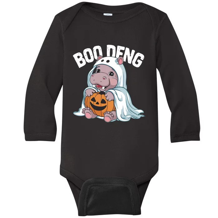 Halloween Moo Deng Baby Hippo Boo Deng Baby Long Sleeve Bodysuit