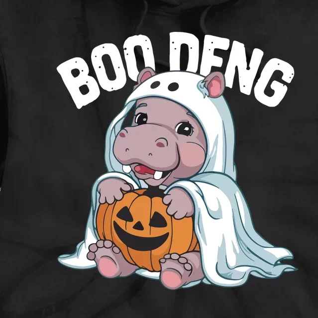 Halloween Moo Deng Baby Hippo Boo Deng Tie Dye Hoodie