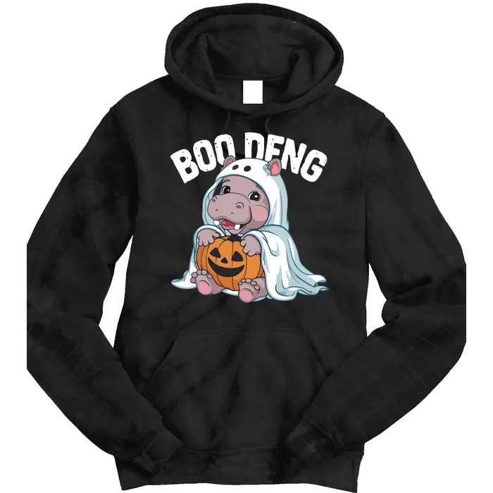 Halloween Moo Deng Baby Hippo Boo Deng Tie Dye Hoodie