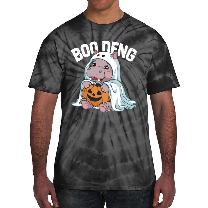 Halloween Moo Deng Baby Hippo Boo Deng Tie-Dye T-Shirt