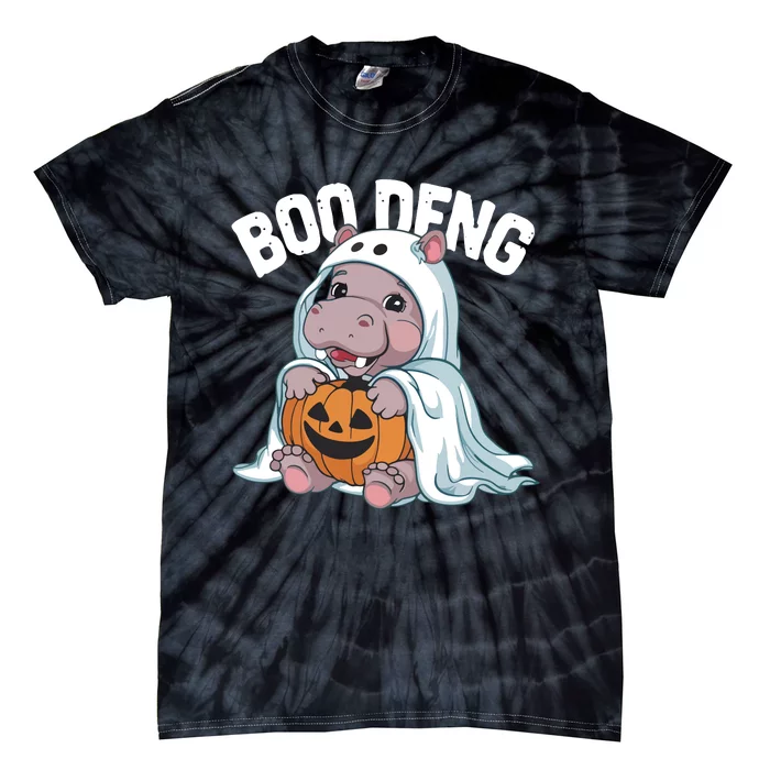 Halloween Moo Deng Baby Hippo Boo Deng Tie-Dye T-Shirt