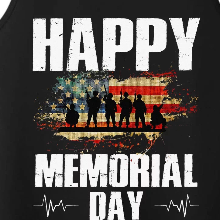 Happy Memorial Day USA Flag American Patriotic Performance Tank