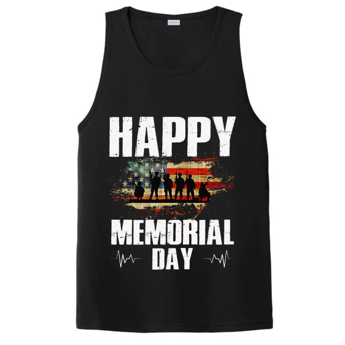 Happy Memorial Day USA Flag American Patriotic Performance Tank