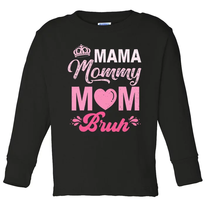 Happy Mother's Day Cute Leopard Graphic Mama Mommy Mom Bruh Toddler Long Sleeve Shirt