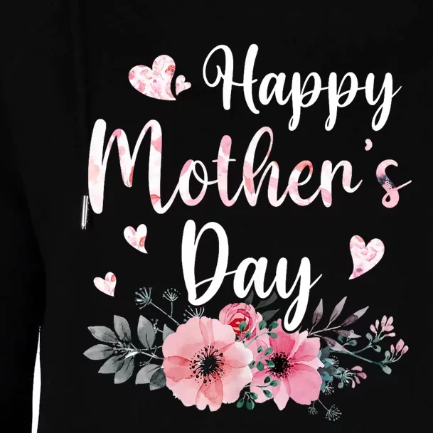 Happy Mothers Day With Floral Mom Mommy Grandma Womens Funnel Neck Pullover Hood