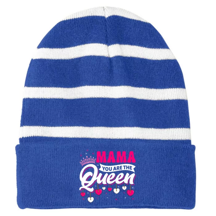 Happy Mothers Day Mom You Are The Queen For Mothers Day Gift Striped Beanie with Solid Band