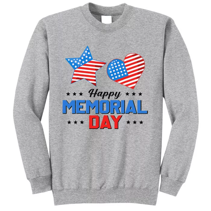 Happy Memorial Day 4th Of July American Flag Patriotic Tall Sweatshirt