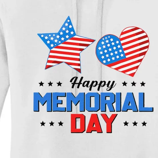 Happy Memorial Day 4th Of July American Flag Patriotic Women's Pullover Hoodie