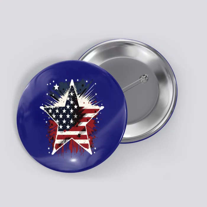 Happy Memorial Day Veteran American Usa Star Flag 4th Of Gift Button