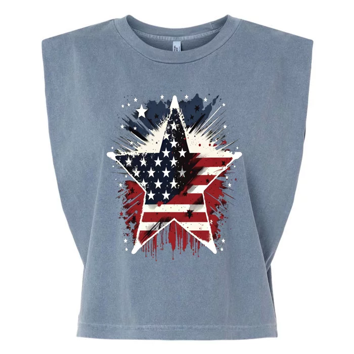 Happy Memorial Day Veteran American Usa Star Flag 4th Of Gift Garment-Dyed Women's Muscle Tee