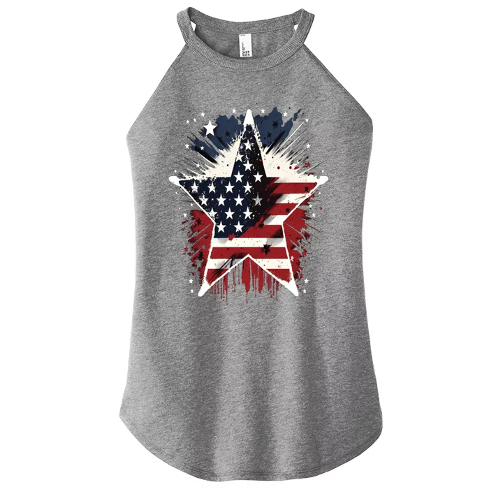 Happy Memorial Day Veteran American Usa Star Flag 4th Of Gift Women’s Perfect Tri Rocker Tank